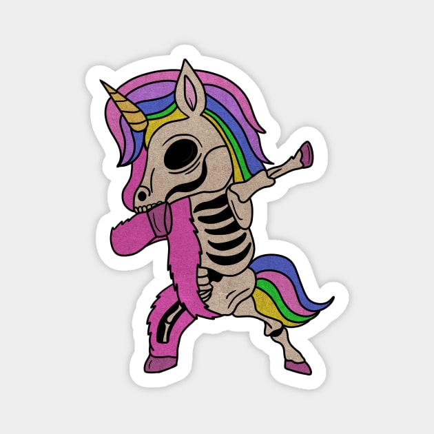 Unicorn Dabbing Skull Zombie Halloween Magnet by logiamerch