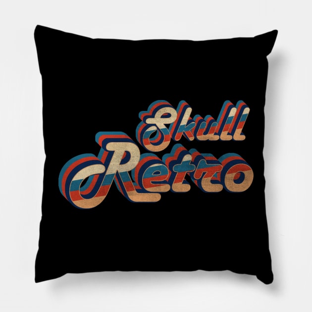 skull retro - vintage retro 70s future b Pillow by lord cobra