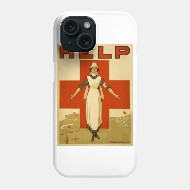 Vintage WWI Era Australian Red Cross Nurse Poster: HELP Phone Case by Naves