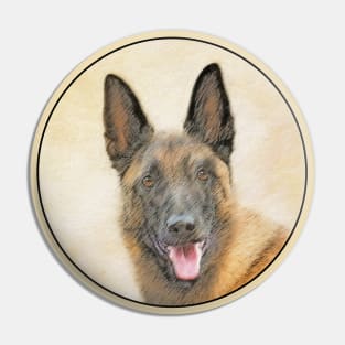 Belgian Malinois Painting - Cute Original Dog Art Pin