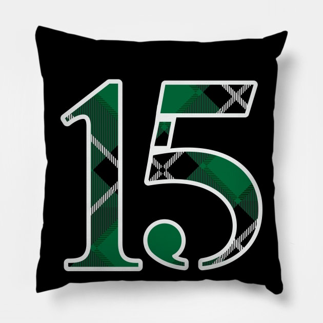 15 Sports Jersey Number Green Black Flannel Pillow by Design_Lawrence