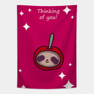 "Thinking of You" Cherry Sloth Face Tapestry