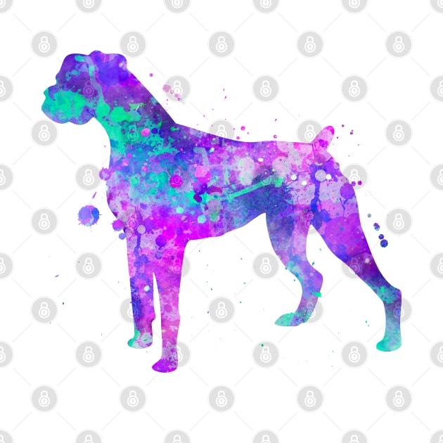 Boxer Dog Watercolor Painting by Miao Miao Design