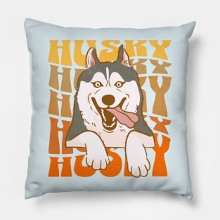 Funny Husky - Husky Addict - Retro Funny Saying Pillow