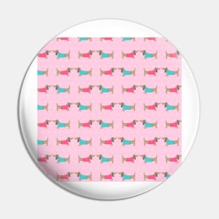 Cute dog lovers with dots in pink background Pin