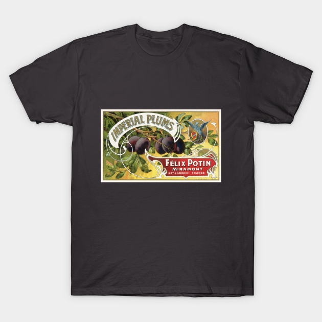 Discover Vintage Imperial Plums Fruit Crate Label - Fruit Crate Label - T-Shirt