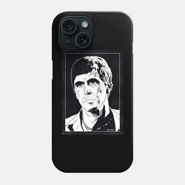 TONY MONTANA - Scarface (Black and White) Phone Case by Famous Weirdos