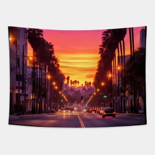 city in the evening hours Tapestry