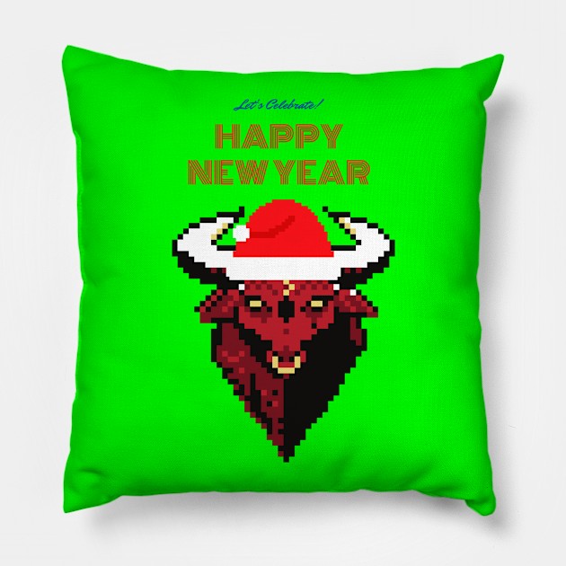 New year illustration with 2021 symbol - bull Pillow by whatever comes to mind 2