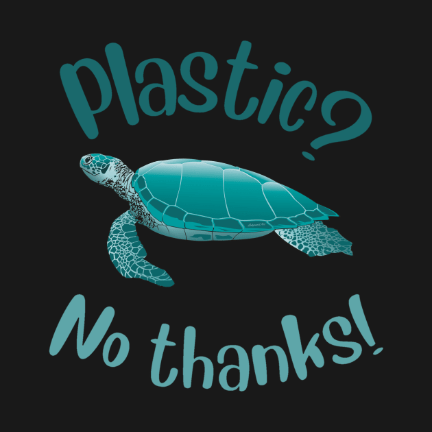 Plastic? No thanks sea turtle by LukjanovArt