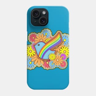 Hippie Flower Power Rainbow Dove Phone Case