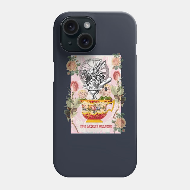 Alice in Wonderland, White Rabbit, It's always teatime Phone Case by White B Gifts