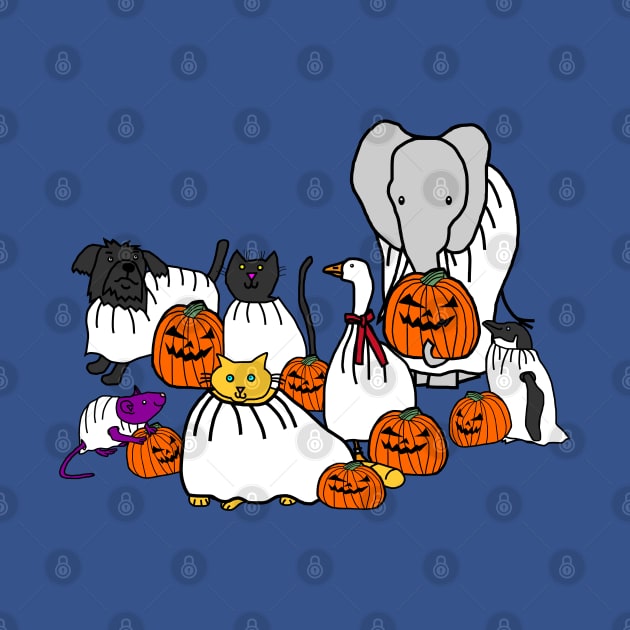 Cute Animals and Pumpkin Head Halloween Horror Costumes by ellenhenryart