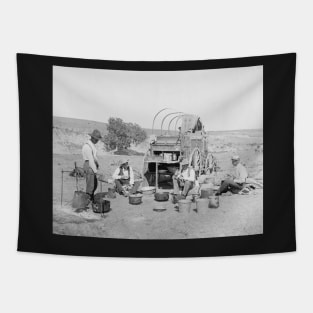 Cowboy Camp, 1901. Vintage Photo Tapestry