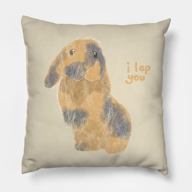 I Lop You Harlequin Holland Bunny Pillow by bunsnbells