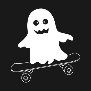 Ghost Skateboard Lazy Halloween Costume Skateboarding T-Shirt