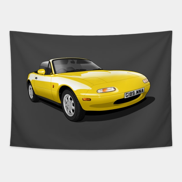 1990 Mazda MX5 in yellow Tapestry by candcretro