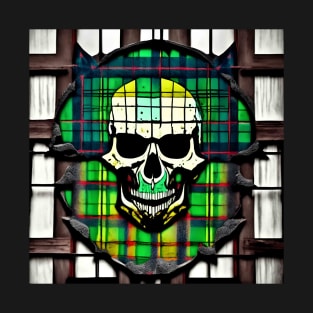 Skull Plaid Grunge Tie Dye Bleach Acid Wash Graphic T-Shirt