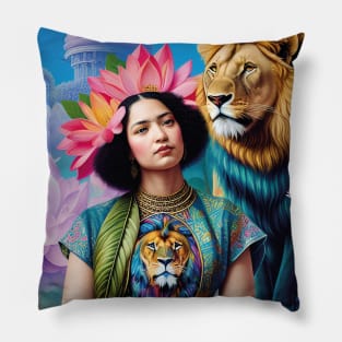 Laskhmi Goddess with a lion Pillow