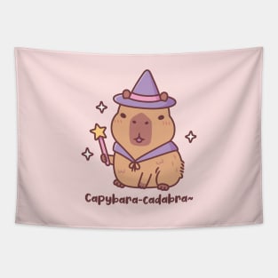 Cute Capybara Wizard Capybaracadabra Funny Pun Tapestry