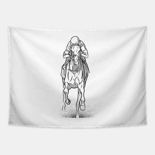 Hand drawn horse racing Tapestry by AntiAntiFlorian