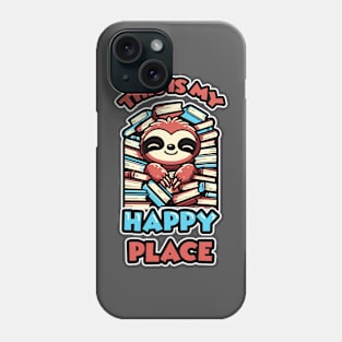 This is My Happy Place Cute Sloth Book Lovers Phone Case