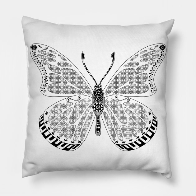 magical fairy butterfly in ecopop pattern Pillow by jorge_lebeau