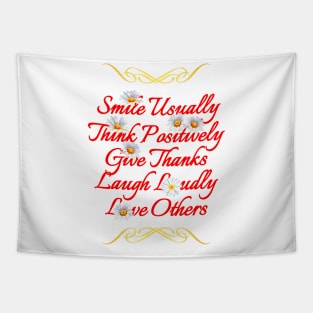 Red Handwritten Smile Tapestry