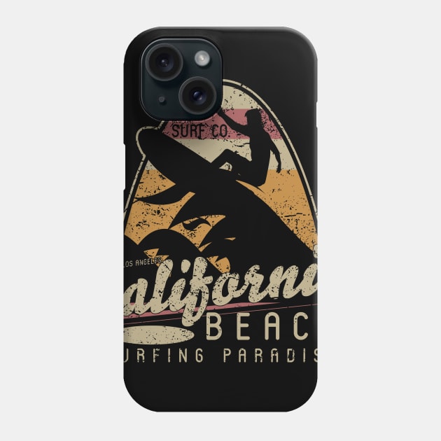 Vintage Surf California Sunset retro beach paradise distressed Phone Case by SpaceWiz95