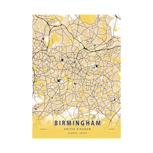 Birmingham - United Kingdom Yellow City Map T-Shirt