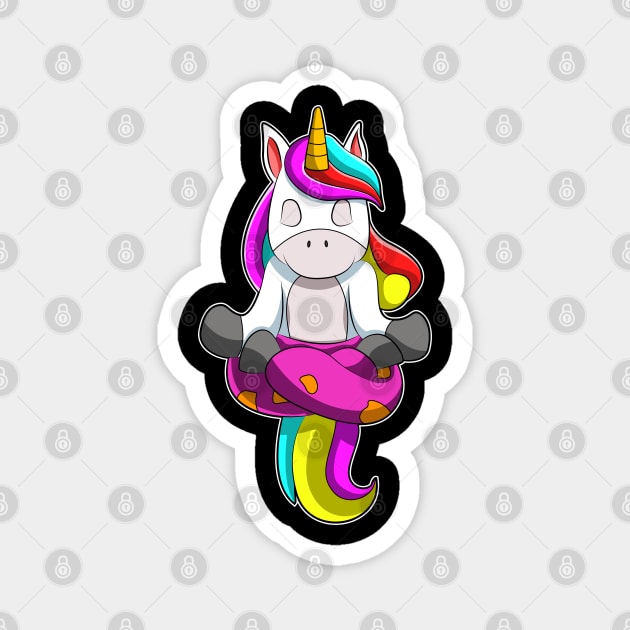 Unicorn at Yoga Exercise Magnet by Markus Schnabel