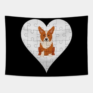 Welsh Corgi Cardigan Heart Jigsaw Pieces Design - Gift for Welsh Corgi Cardigan Lovers Tapestry