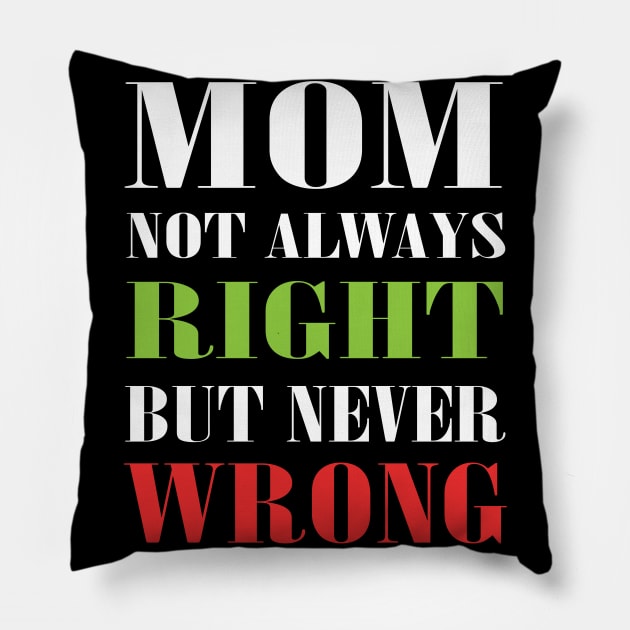 Mom Not Always Right But Never Wrong Mother Knows Best Funny Pillow by MaryMary