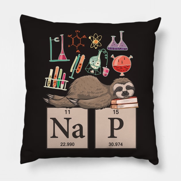 Funny Chemistry Sloth Art Gift Pillow by USProudness