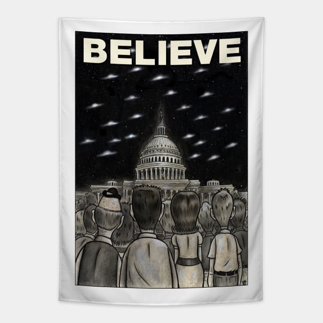 Saucer Wash Believe Tapestry by AtomicMadhouse