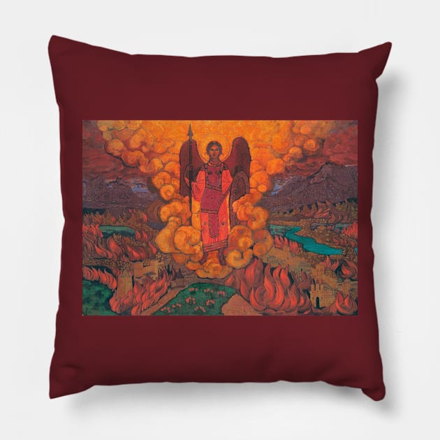 Nicholas Roerich's Painting The Last Angel Pillow by Star Scrunch