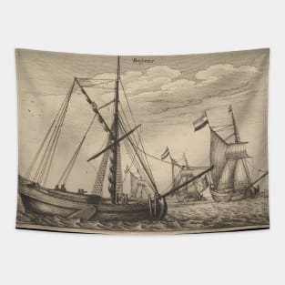 Vintage Dutch Cargo Ship Tapestry