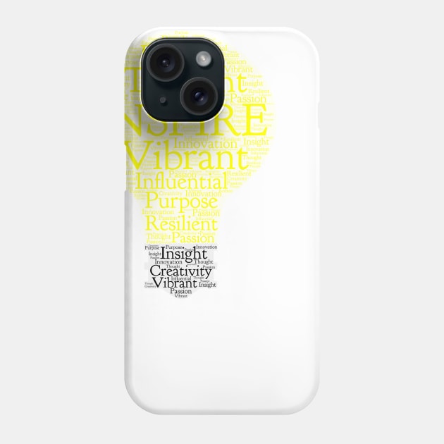 Inspire Light Bulb Word Cloud Yellow Light Art Phone Case by ckandrus