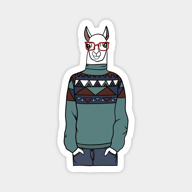 Cool Hipster llama Alpaca Magnet by logiamerch