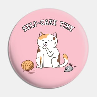 Cat Self-Care Time Pin