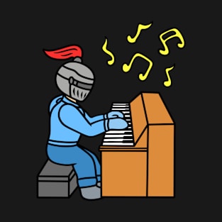 Cute cartoon knight playing piano T-Shirt