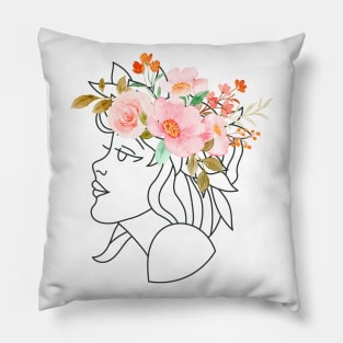 Floral Lady Portrait Pillow