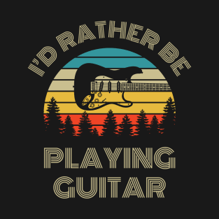 I'd Rather Be Playing Guitar S-Style Electric Guitar Retro Vintage Sunset T-Shirt