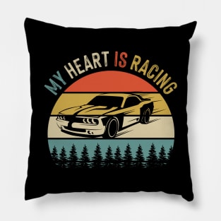 Fathers Day Retro Vintage Speedway Car Racing Pillow