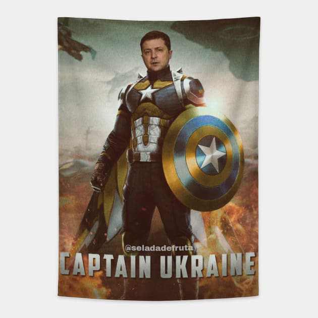 ZELENSKY - CAPTAIN UKRAINE Tapestry by Bombastik