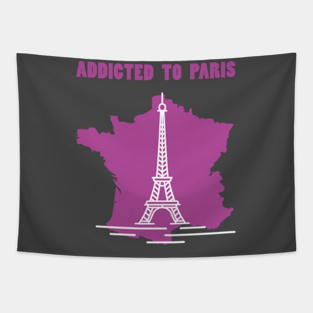 Addicted To Paris, Paris Lovers, Eiffel Tower Lovers, France Map Tapestry by Ghean