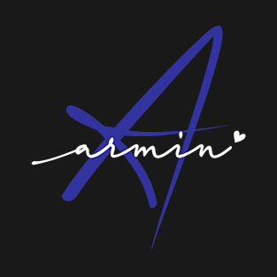 Armin Name Personalized Blue Calligraphy Monogram T-Shirt