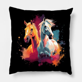 Beautiful Horses in Watercolor Pillow