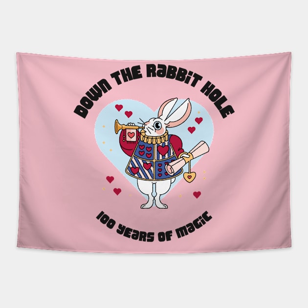 Wonderland Down The Rabbit Hole Tapestry by Tip Top Tee's