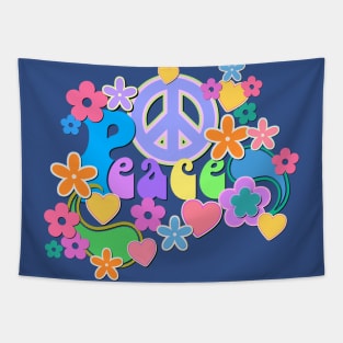 Peace and Love Hippy Flower Power Design Tapestry